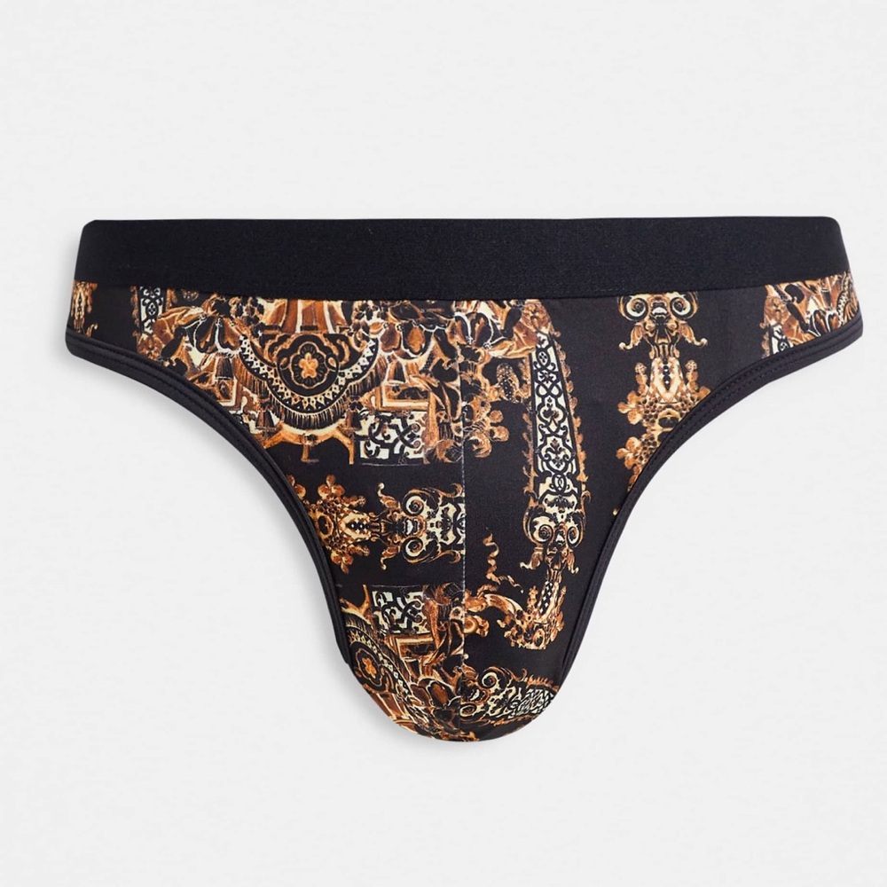 Black and Gold Patterned men’s thong